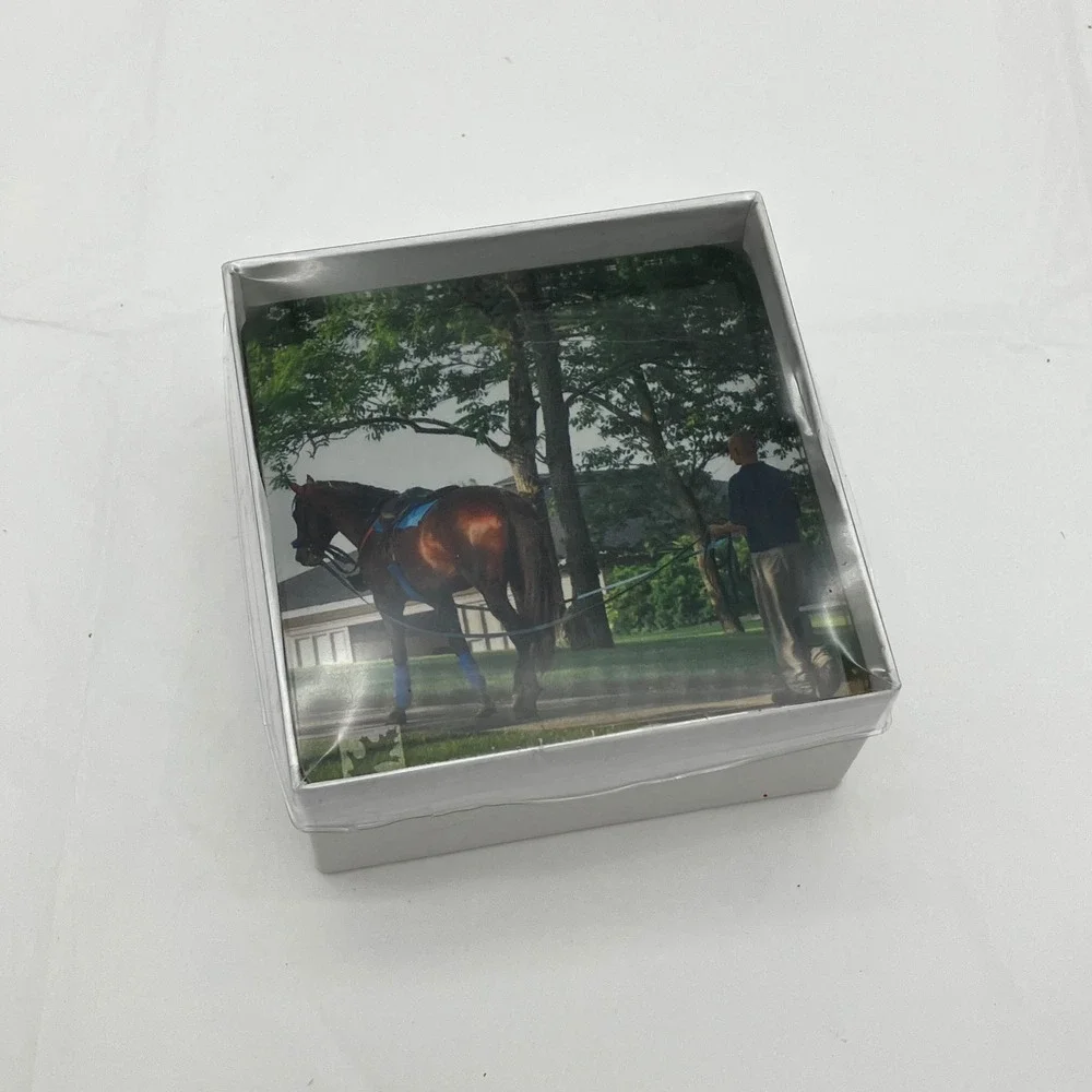 Pin Oak Stud Coaster Set of 4 Multicolor Horse Equestrian Photography Acrylic